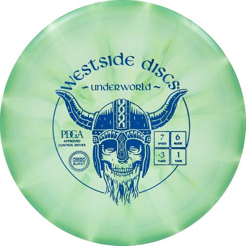 أقراص Westside Discs Origio Burst Underworld Fairway Disc Golf Driver، معتمدة من PDGA، أقراص جولف فريسبي صديقة للمبتدئين للرجال والنساء، 170 جم بالإضافة إلى ذلك، سوف يختلف لون الطوابع ونمط الاندفاع in Kuwait