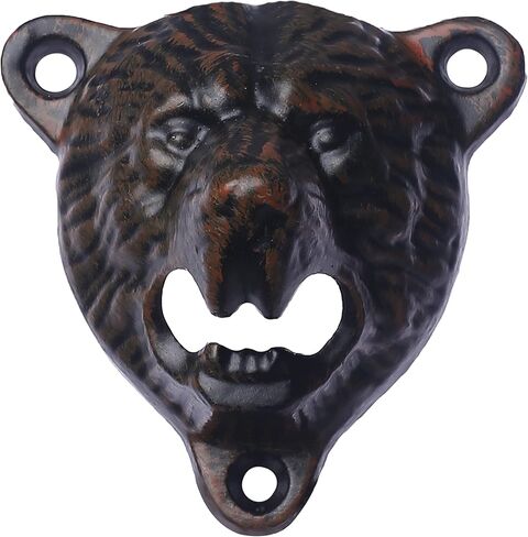 Black Bear Head Cast Iron Beer Bottle Opener Wall Mounted Grizzly Teeth for Man Cave Garage Decor in Kuwait
