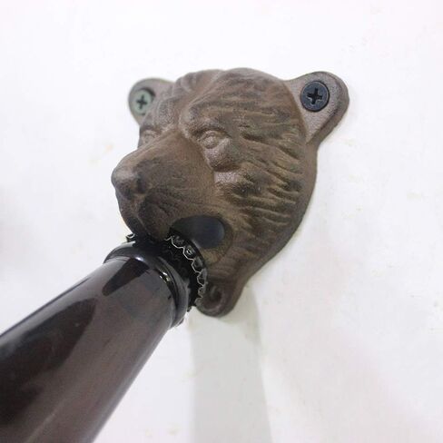 Black Bear Head Cast Iron Beer Bottle Opener Wall Mounted Grizzly Teeth for Man Cave Garage Decor in Kuwait