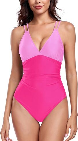 Ocean Blues Women's V-Neck One Piece Swimsuit Tummy Control One Piece Bathing Suit in Kuwait