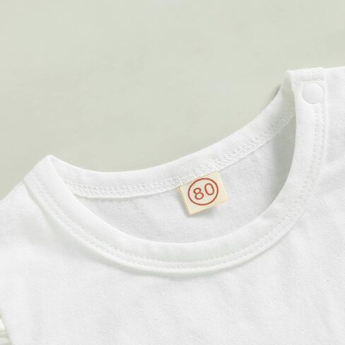 Yoawdats Baby Girls Short Sleeve T-Shirt Tee Ruffled Fly Sleeve Solid Basic Tops Infant Little Kids Outfit Casual Clothes in Saudi Arabia