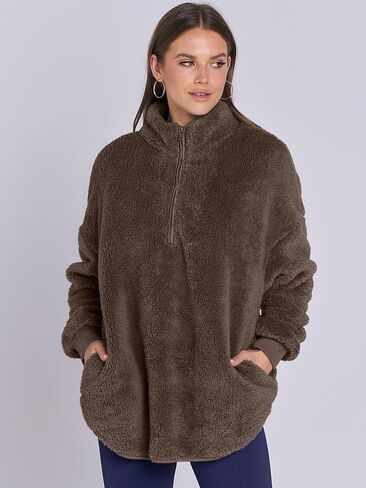 ANRABESS Women's Zip Up Sweatshirt Sherpa Fuzzy Fleece Hoodies Cozy Pullover Soft Sweaters Tops 2024 Fall Trendy Clothes in Saudi Arabia