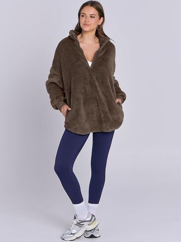 ANRABESS Women's Zip Up Sweatshirt Sherpa Fuzzy Fleece Hoodies Cozy Pullover Soft Sweaters Tops 2024 Fall Trendy Clothes in Saudi Arabia