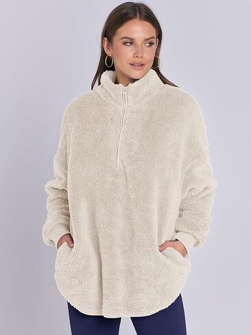ANRABESS Women's Zip Up Sweatshirt Sherpa Fuzzy Fleece Hoodies Cozy Pullover Soft Sweaters Tops 2024 Fall Trendy Clothes in Saudi Arabia