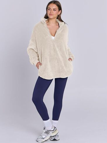 ANRABESS Women's Zip Up Sweatshirt Sherpa Fuzzy Fleece Hoodies Cozy Pullover Soft Sweaters Tops 2024 Fall Trendy Clothes in Saudi Arabia