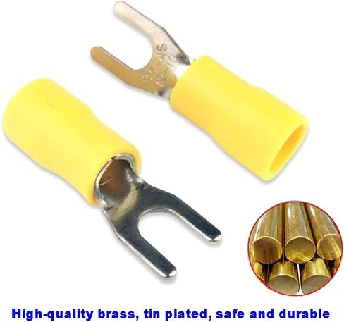 100Pcs M5 Insulated Fork Spade Wire Connector 22-16 AWG U Type Electrical Crimp Terminals（Red/SPFH5) in Kuwait