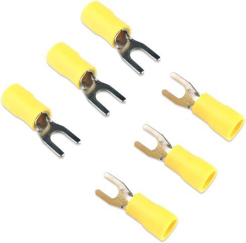 100Pcs M5 Insulated Fork Spade Wire Connector 22-16 AWG U Type Electrical Crimp Terminals（Red/SPFH5) in Kuwait
