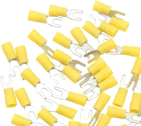 100Pcs M5 Insulated Fork Spade Wire Connector 22-16 AWG U Type Electrical Crimp Terminals（Red/SPFH5) in Kuwait