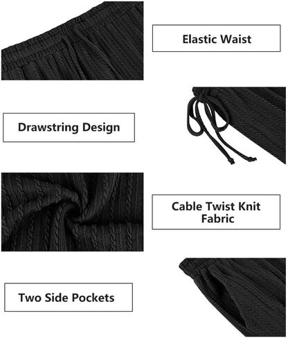 TIYOMI Plus Size Ribbed Pants for Women Drawstring High Waist Wide Leg Lounge Pants Knit Flared Trousers with Pockets XL-5XL in Saudi Arabia
