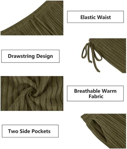 TIYOMI Plus Size Ribbed Pants for Women Drawstring High Waist Wide Leg Lounge Pants Knit Flared Trousers with Pockets XL-5XL in Saudi Arabia