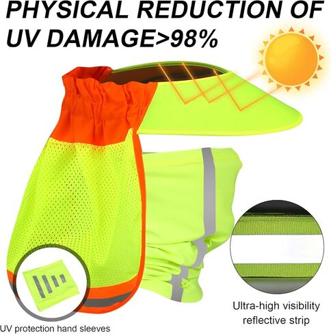 Hard Hat Sun Shade with Full Brim Visor, Shield Your Neck from Sun, Men's Construction Accessories for Hardhat Hats UV Sunshade Helmet Attachment with Reflective Strip, 2 pcs Set in Saudi Arabia