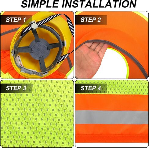 Hard Hat Sun Shade with Full Brim Visor, Shield Your Neck from Sun, Men's Construction Accessories for Hardhat Hats UV Sunshade Helmet Attachment with Reflective Strip, 2 pcs Set in Saudi Arabia