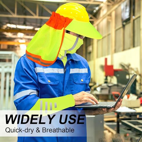 Hard Hat Sun Shade with Full Brim Visor, Shield Your Neck from Sun, Men's Construction Accessories for Hardhat Hats UV Sunshade Helmet Attachment with Reflective Strip, 2 pcs Set in Saudi Arabia