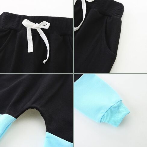 Baby Boy Outfits Short Long Sleeve Pants Clothes Set Spring Summer Hooded Patchwork Sweatshirt in Saudi Arabia