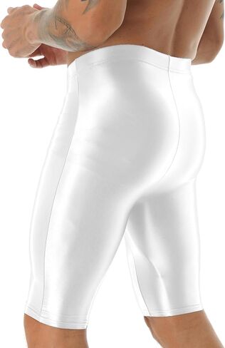 CHICTRY Mens Glossy High Waist Shorts Elastic Waistband Short Leggings Swimwear Workout Sports Bottoms in Saudi Arabia