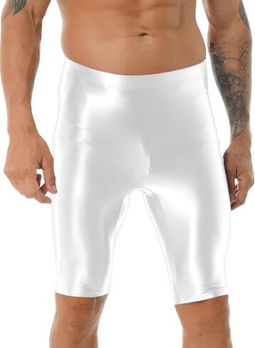 CHICTRY Mens Glossy High Waist Shorts Elastic Waistband Short Leggings Swimwear Workout Sports Bottoms in Saudi Arabia