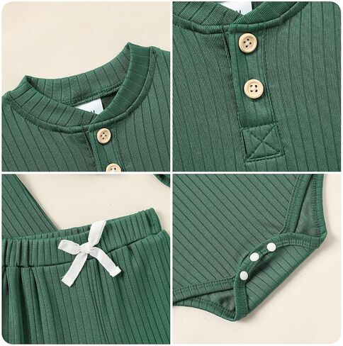 Newborn Baby Boy Girl Clothes Set Ribbed Outfits Solid Long Sleeve Tops Pants Romper Winter Fall Toddler 0-12 Months in Saudi Arabia