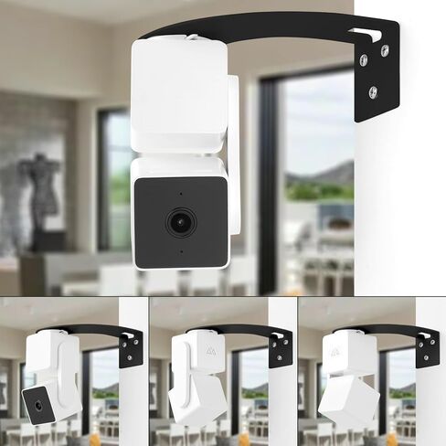 حامل كاميرا زاوية Uogw مكون من قطعتين لكاميرا Wyze Cam Pan V3/Wyze Cam V4، أقصى تغطية 270 درجة على جانبي المنزل، مما يقلل من البقع العمياء، دعامة تثبيت على الحائط بزاوية ممتدة لكاميرا Wyze Cam-أسود in Kuwait