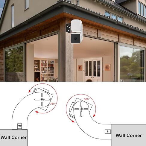 حامل كاميرا زاوية Uogw مكون من قطعتين لكاميرا Wyze Cam Pan V3/Wyze Cam V4، أقصى تغطية 270 درجة على جانبي المنزل، مما يقلل من البقع العمياء، دعامة تثبيت على الحائط بزاوية ممتدة لكاميرا Wyze Cam-أسود in Kuwait