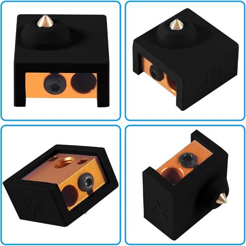 Aokin Aluminum Heater Block with Silicone Sock for Creality Ender 3, Ender 3 Pro, Ender 3 V2, Ender 5, Ender 5 Pro, CR-10, CR-10S 3D Printer, 2 Pcs Gold Heater Block and Black Silicone Sock in Saudi Arabia