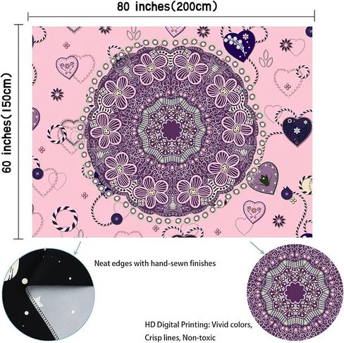 BVCY Mandala Tapestry For Bedroom Pink Tapestry Wall Hanging Art aesthetic Decor Suitable Dormitory Gift Living Dorm (LD003, Horizontal 60 * 51inches（150 * 130 cm）) in Saudi Arabia