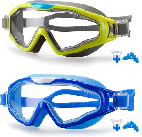 نظارات السباحة للأطفال من سن 3 إلى 15 عامًا، نظارتان للسباحة مانعة للتسرب ومضادة للضباب وحماية كاملة للأطفال الأولاد والبنات والأطفال الصغار in Kuwait