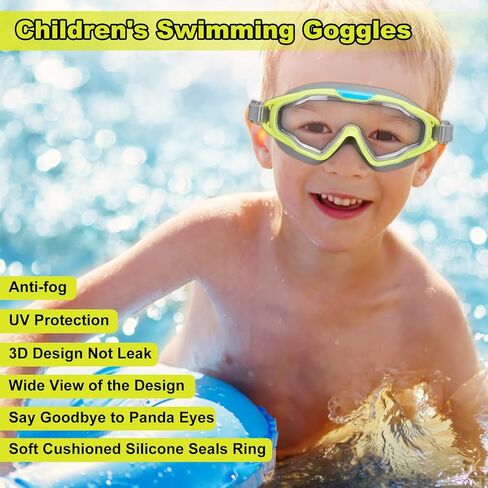 نظارات السباحة للأطفال من سن 3 إلى 15 عامًا، نظارتان للسباحة مانعة للتسرب ومضادة للضباب وحماية كاملة للأطفال الأولاد والبنات والأطفال الصغار in Kuwait