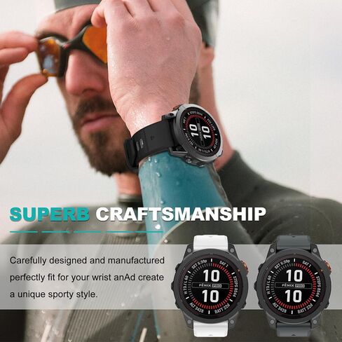 OVERSTEP Compatible with Fenix 7X Bands, 26mm Width Soft Silicone Replacement Strap for Fenix 7X Pro/Fenix 6X/ Fenix 5X/ Fenix 3 Smartwatch in Saudi Arabia