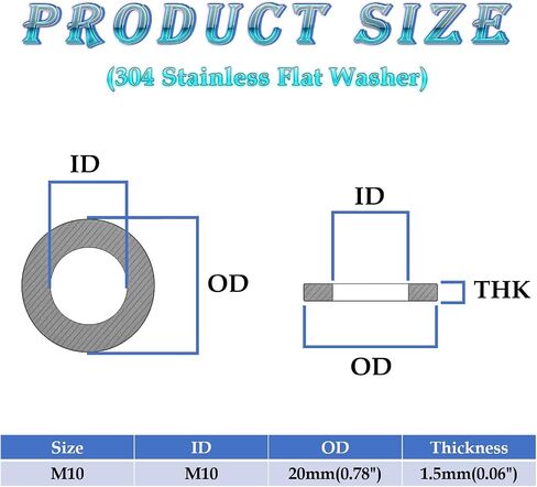 100Pcs M6 Stainless Flat Washer,12mm Outside Diameter,1.5mm Thickness 304 Stainless Steel Flat Washers(M6x12mm) in Saudi Arabia