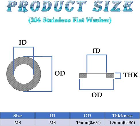 100Pcs M6 Stainless Flat Washer,12mm Outside Diameter,1.5mm Thickness 304 Stainless Steel Flat Washers(M6x12mm) in Saudi Arabia