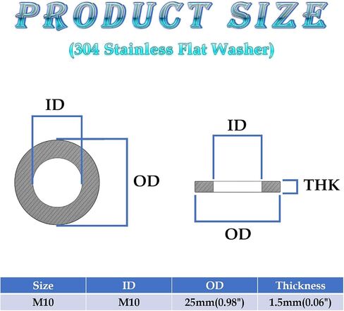 100Pcs M6 Stainless Flat Washer,12mm Outside Diameter,1.5mm Thickness 304 Stainless Steel Flat Washers(M6x12mm) in Saudi Arabia