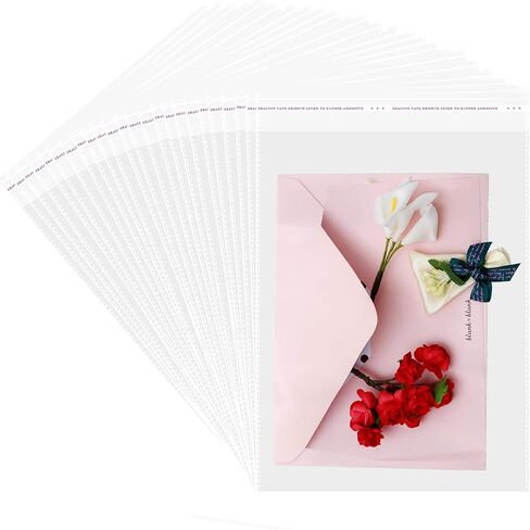 9"x12" Self Adhesive Sealing Cellophane Bags, 100 Count Clear Self Seal Plastic Cello Bags for Shirt, Clothing, A4 Documents, Magzine, Artwork, Gift Wrap Storage in Kuwait