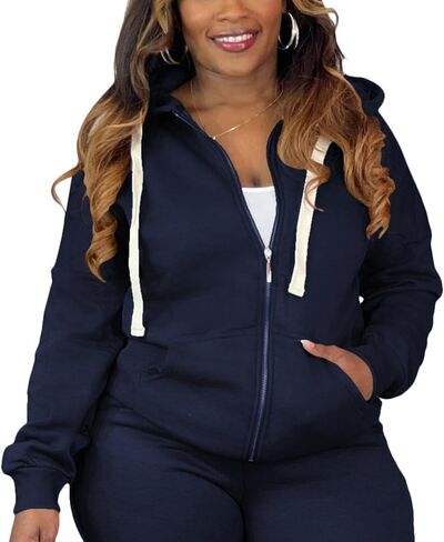 Tycorwd Women's Plus Size Casual Hoodies Sweatshirt Long Sleeve Full Zipper Track Top Athletic Jackets with Pocket in Saudi Arabia