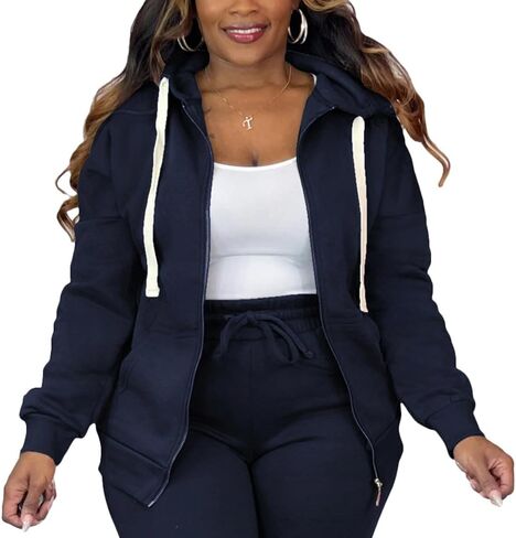 Tycorwd Women's Plus Size Casual Hoodies Sweatshirt Long Sleeve Full Zipper Track Top Athletic Jackets with Pocket in Saudi Arabia