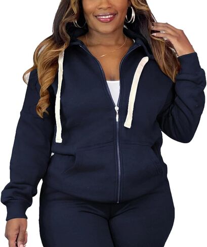 Tycorwd Women's Plus Size Casual Hoodies Sweatshirt Long Sleeve Full Zipper Track Top Athletic Jackets with Pocket in Saudi Arabia