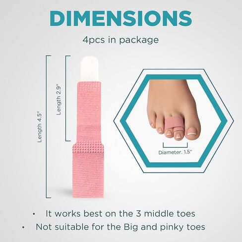 Homergy Hammer Toe Straightener Corrector Splint (Next Generation) - 4 Pcs Double Layer Broken Toe Wraps, Brace Orthopedic Separator, Cushioned Bandages, Heal Wrap Toe Straighteners for Crooked Toes in Saudi Arabia