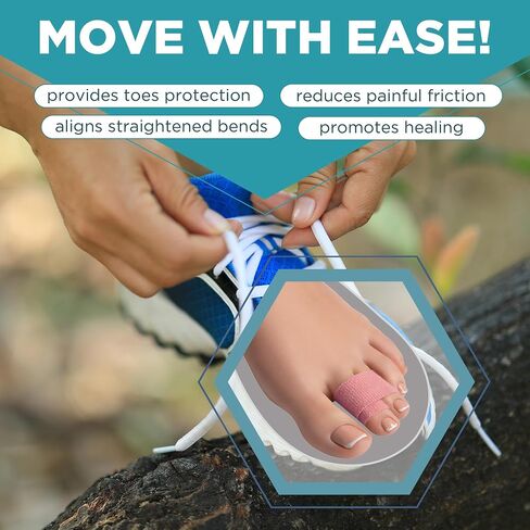 Homergy Hammer Toe Straightener Corrector Splint (Next Generation) - 4 Pcs Double Layer Broken Toe Wraps, Brace Orthopedic Separator, Cushioned Bandages, Heal Wrap Toe Straighteners for Crooked Toes in Saudi Arabia