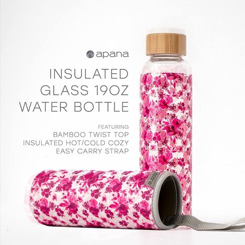 Apana Yoga Glass Water Bottles BPA Free Non Slip Sleeve Leak Proof Lid Reusable 32 Oz Sports Water Bottle Wide Mouth Lid Portable Hydration Tumbler in Saudi Arabia