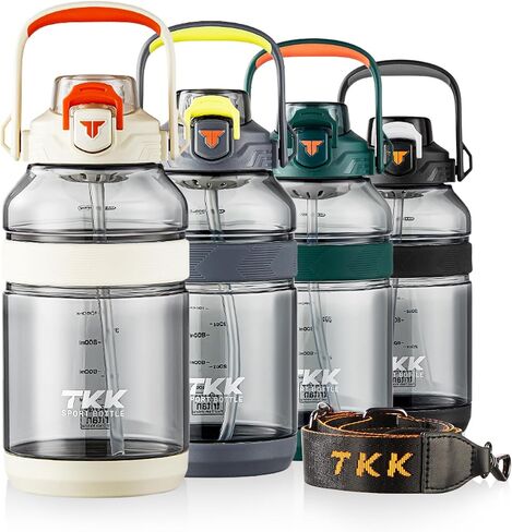 TKK Half Gallon Sport Water Bottle Jug with Straw 2 in 1 Lid Dishwasher Safe BPA Free Leakproof Large Capacity Tritan Plastic Bottle 1/2 Gallon 64oz Water Bottle for Gym Travel Camping Outdoor in Saudi Arabia