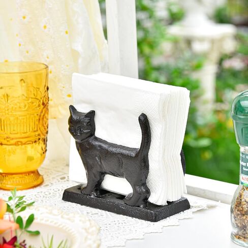 Sungmor Vintage Cast Iron Napkin Holder, Rustic Farmhouse Napkins Holder, Freestanding Table Napkins Stand, Pretty Tableware Decor Paper Napkin Rack, Home Restaurant Dining Table Square Napkin Holder in Saudi Arabia