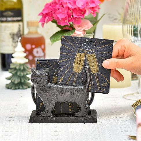 Sungmor Vintage Cast Iron Napkin Holder, Rustic Farmhouse Napkins Holder, Freestanding Table Napkins Stand, Pretty Tableware Decor Paper Napkin Rack, Home Restaurant Dining Table Square Napkin Holder in Saudi Arabia