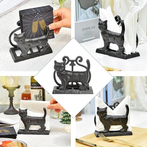 Sungmor Vintage Cast Iron Napkin Holder, Rustic Farmhouse Napkins Holder, Freestanding Table Napkins Stand, Pretty Tableware Decor Paper Napkin Rack, Home Restaurant Dining Table Square Napkin Holder in Saudi Arabia
