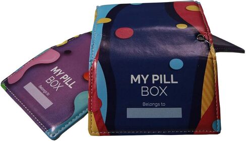 Weekly Pill Box Organizer, 8 Compartments, Portable Travel Pill Case, Folding Cover to Hold Medication, Supplements - Purple in Kuwait