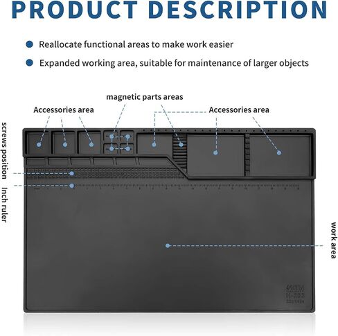 HTM-201 Black Silicone Repair Mat Heat Resistant Electronic Repair Mat for Soldering, Electronics, Computer Repair Etc in Kuwait