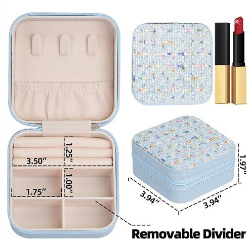 Mini Travel Jewelry Box - Coco Tweed Jewelry Case, Ring Earring Necklace Organizer - Gifts For Women Daughter Girlfriend Mom (White) in Saudi Arabia