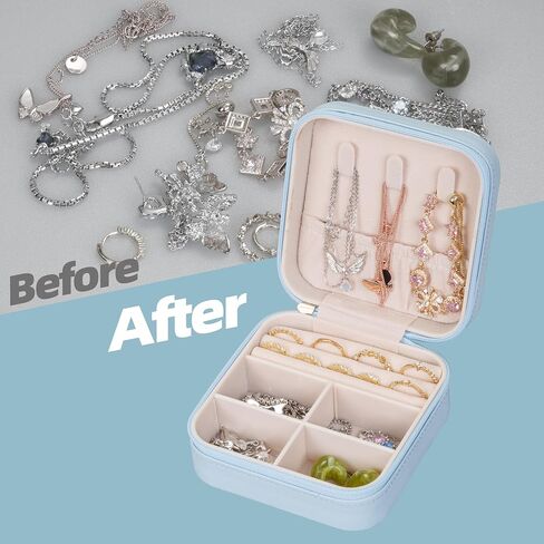 Mini Travel Jewelry Box - Coco Tweed Jewelry Case, Ring Earring Necklace Organizer - Gifts For Women Daughter Girlfriend Mom (White) in Saudi Arabia