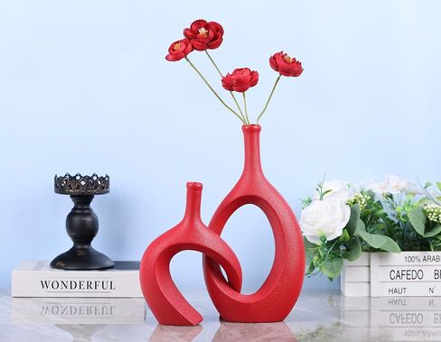 مجموعة مزهرية سيراميك زرقاء مكونة من 2 - طاولة طعام مزهرية زرقاء داكنة حديثة للقطع المركزية والمزرعة والمزهريات الزرقاء لديكور المنزل مناسبة لأقسام المكتب الزرقاء لتزيين مدخل رف الموقد in Kuwait