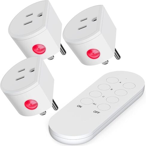 Wireless Remote Control Outlet Switch, SURNICE Mini Remote Light Switch 10A/1200W for Lights, Up to 130 FT Long Range, FCC and ETL Certified, 3 Expandable Outlets + 1 Remote in Saudi Arabia