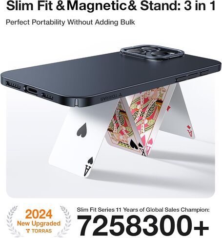 حافظة TORRAS مغناطيسية رفيعة مناسبة لهاتف iPhone 16 Pro Max مع حامل، حافظة هاتف 16 ProMax رفيعة للغاية متوافقة مع MagSafe، حامل مخبأ مدمج، كمبيوتر صلب خفيف مضاد للخدش مقاس 6.9 بوصة، أسود in Kuwait
