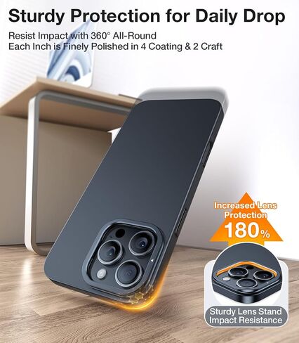 حافظة TORRAS مغناطيسية رفيعة مناسبة لهاتف iPhone 16 Pro Max مع حامل، حافظة هاتف 16 ProMax رفيعة للغاية متوافقة مع MagSafe، حامل مخبأ مدمج، كمبيوتر صلب خفيف مضاد للخدش مقاس 6.9 بوصة، أسود in Kuwait